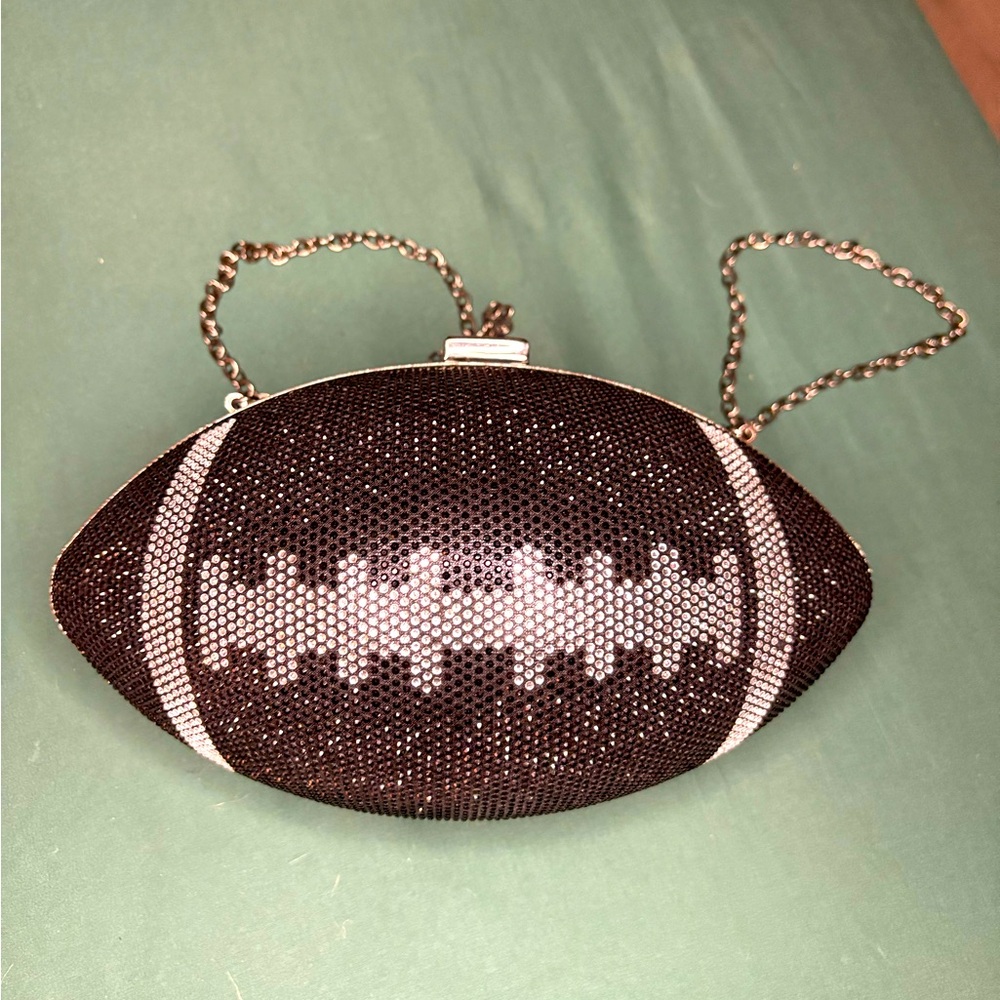Black and Silver Football Clutch